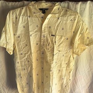 Volcom Light Yellow Casual Button Down Shirt